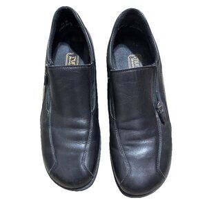 Munro Black Leather Loafers Shoes with Side Zipper Size 9.5 M